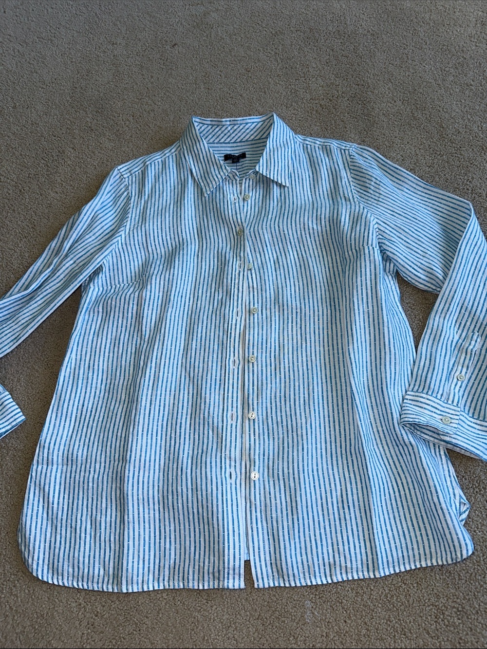 Talbots linen button up ahirt - Picture 3 of 7